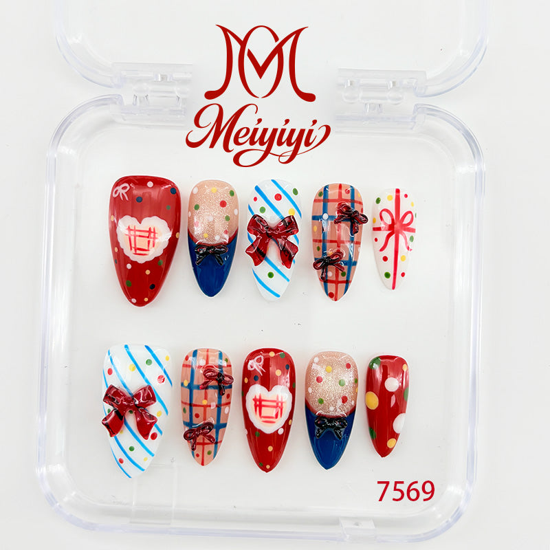 7569-MYY's designer original high-end design customized luxury hand-painted wearable nail art