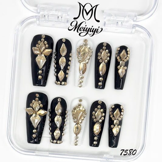 7580-MYY's designer original high-end design customized luxury hand-painted wearable nail art