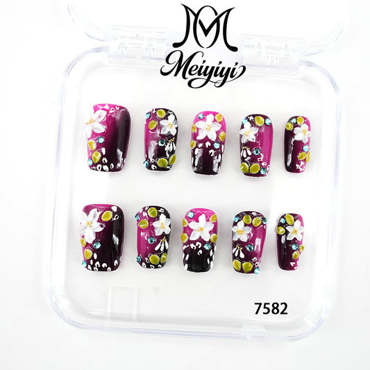 7582-MYY's designer original high-end design customized luxury hand-painted wearable nail art
