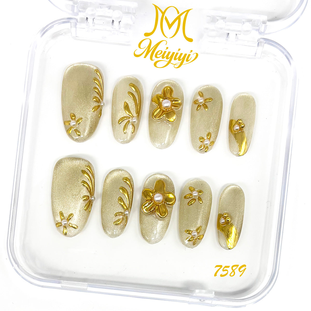 7589-MYY's designer original high-end design customized luxury hand-painted wearable nail art