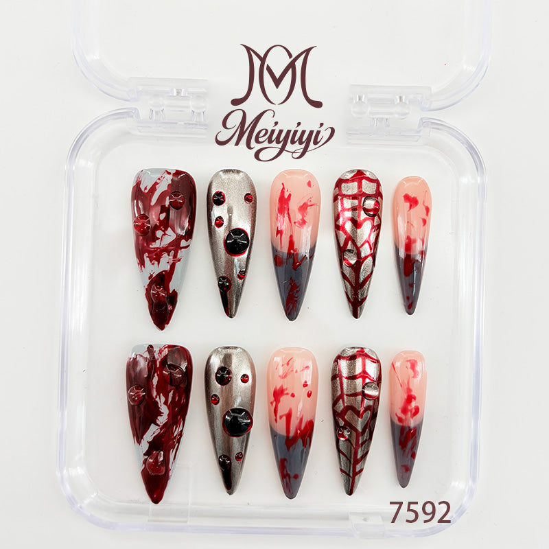 7592-MYY's designer original high-end design customized luxury hand-painted wearable nail art