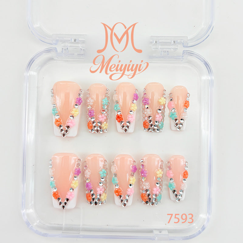 7593-MYY's designer original high-end design customized luxury hand-painted wearable nail art