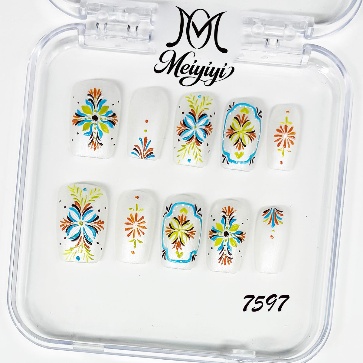 7597-MYY's designer original high-end design customized luxury hand-painted wearable nail art