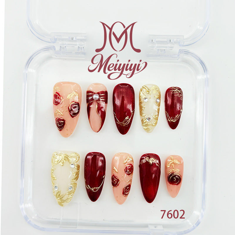 7602-MYY's designer original high-end design customized luxury hand-painted wearable nail art