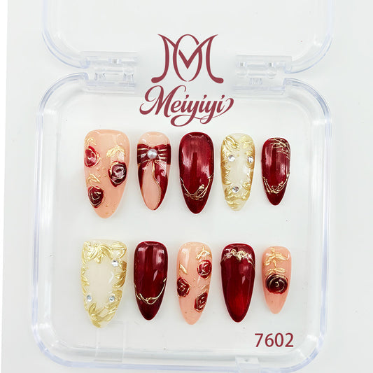 7602-MYY's designer original high-end design customized luxury hand-painted wearable nail art