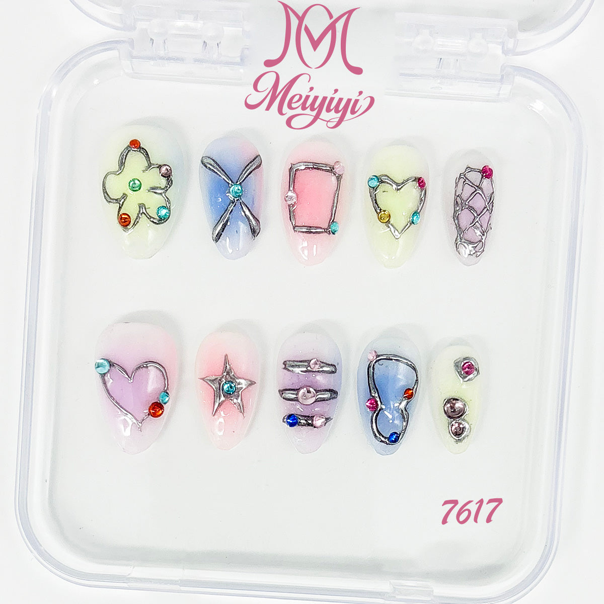 7617-MYY's designer original high-end design customized luxury hand-painted wearable nail art