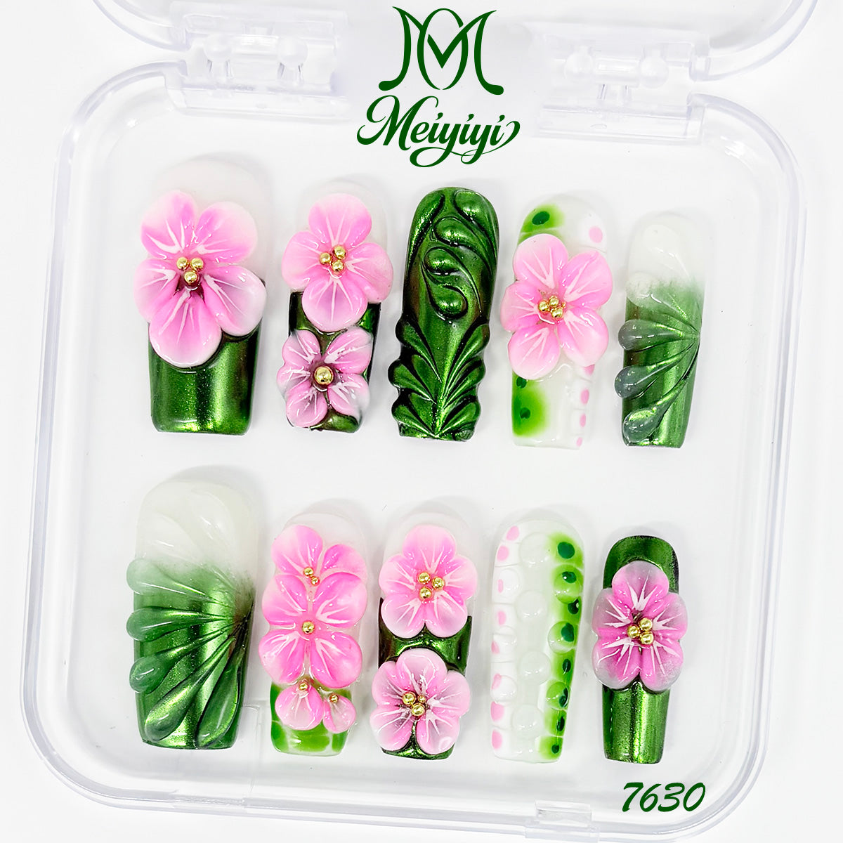 7630-MYY's designer original high-end design customized luxury hand-painted wearable nail art