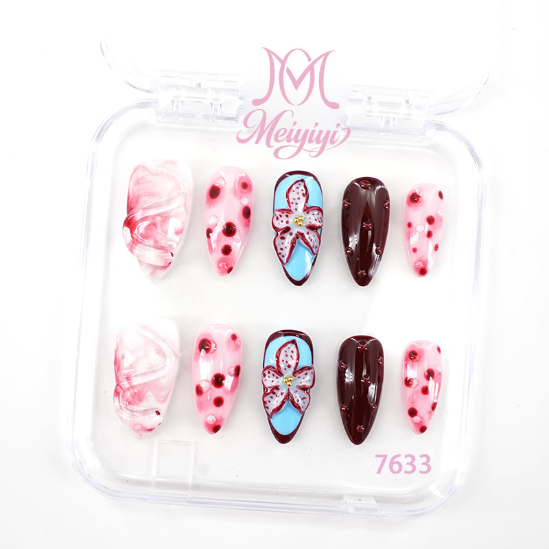 7633-MYY's designer original high-end design customized luxury hand-painted wearable nail art