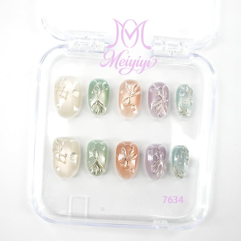 7634-MYY's designer original high-end design customized luxury hand-painted wearable nail art