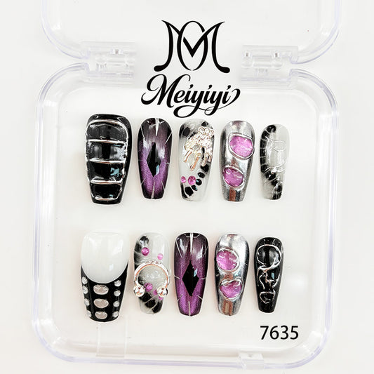 7635-MYY's designer original high-end design customized luxury hand-painted wearable nail art
