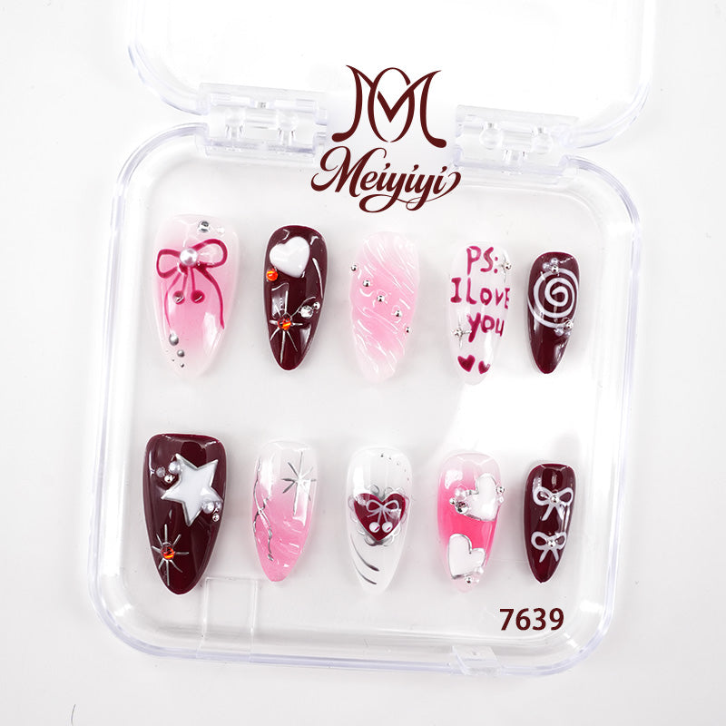 7639-MYY's designer original high-end design customized luxury hand-painted wearable nail art
