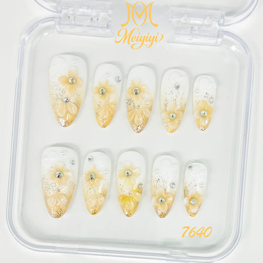 7640-MYY's designer original high-end design customized luxury hand-painted wearable nail art