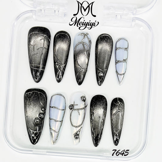 7645-MYY's designer original high-end design customized luxury hand-painted wearable nail art