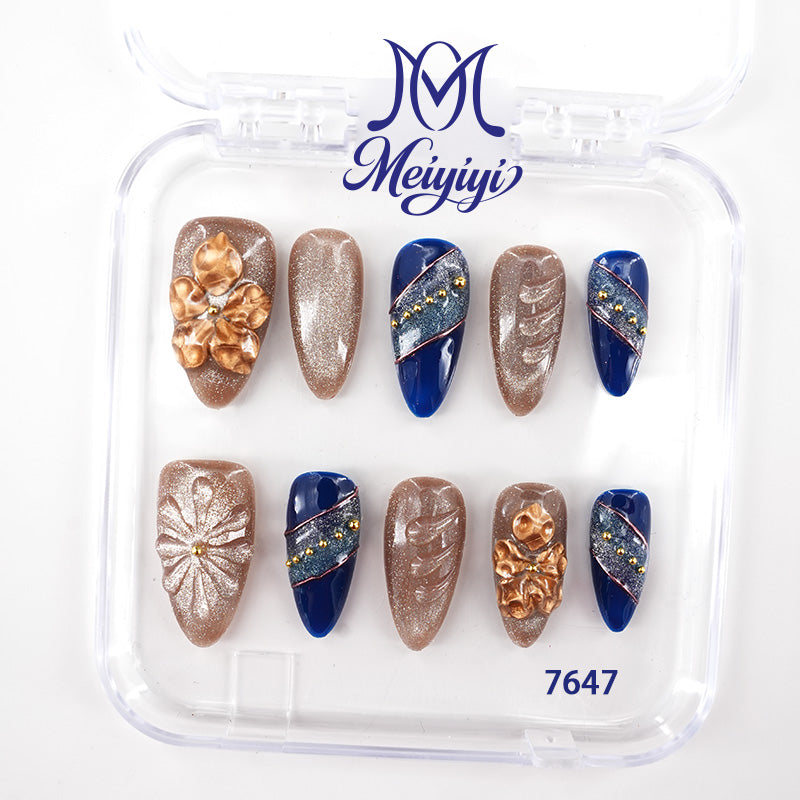 7647-MYY's designer original high-end design customized luxury hand-painted wearable nail art