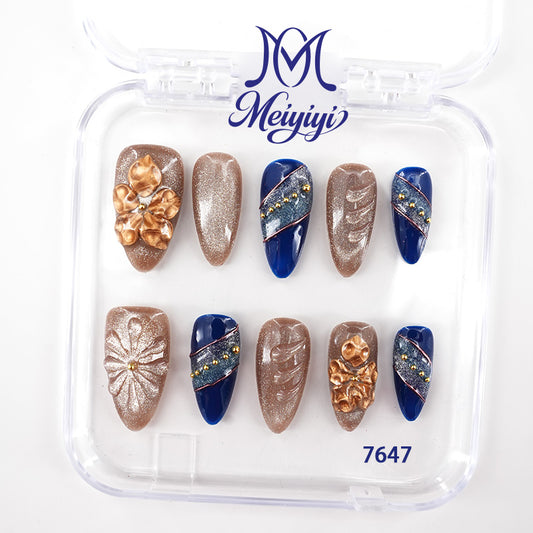 7647-MYY's designer original high-end design customized luxury hand-painted wearable nail art