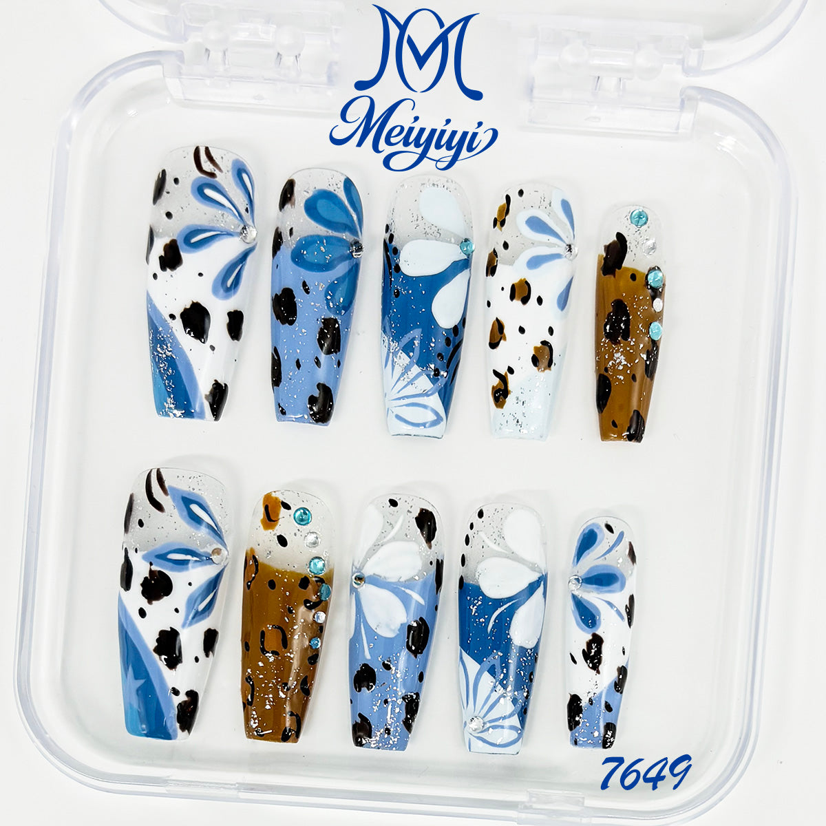 7649-MYY's designer original high-end design customized luxury hand-painted wearable nail art