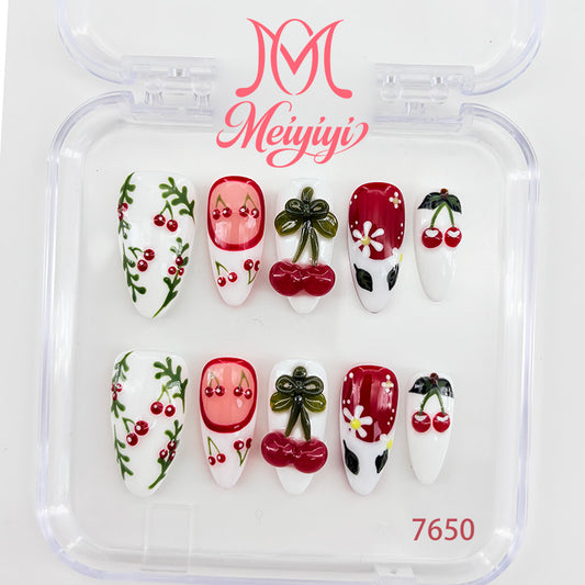 7650-MYY's designer original high-end design customized luxury hand-painted wearable nail art