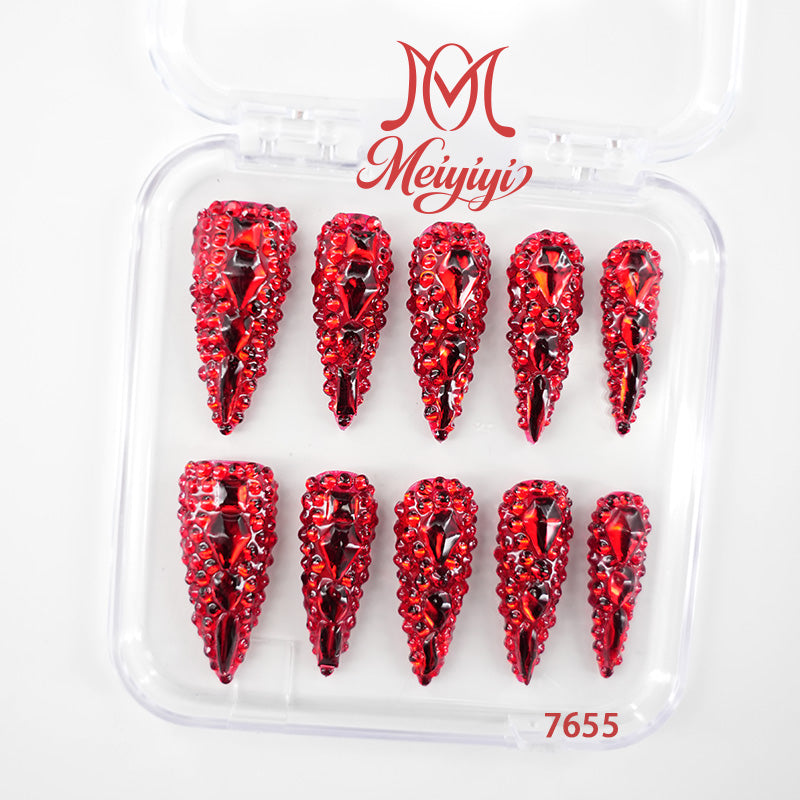 7655-MYY's designer original high-end design customized luxury hand-painted wearable nail art