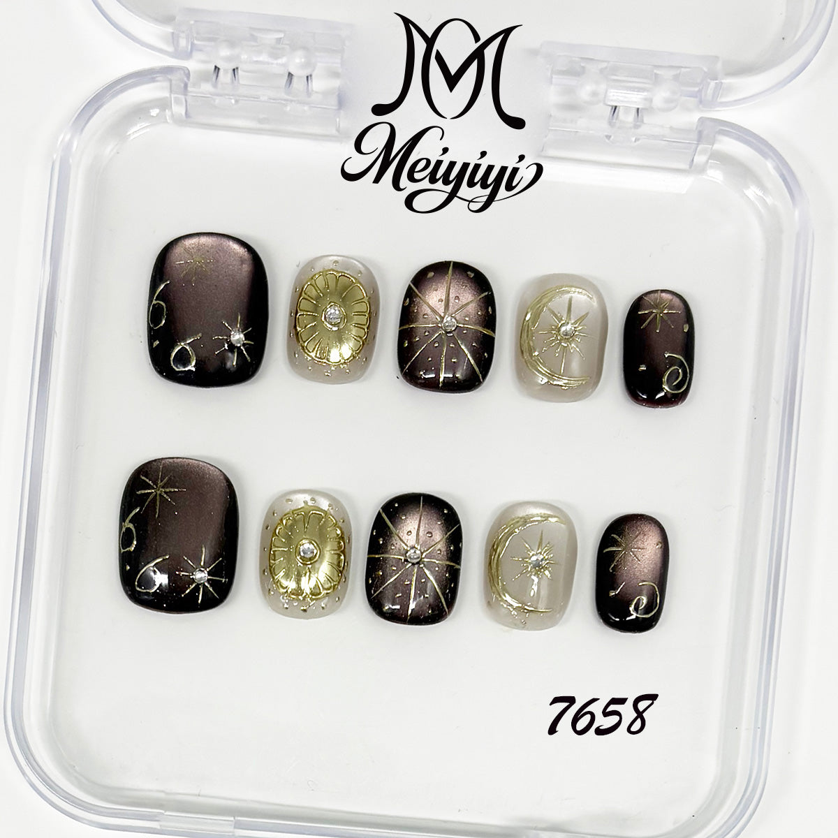 7658-MYY's designer original high-end design customized luxury hand-painted wearable nail art