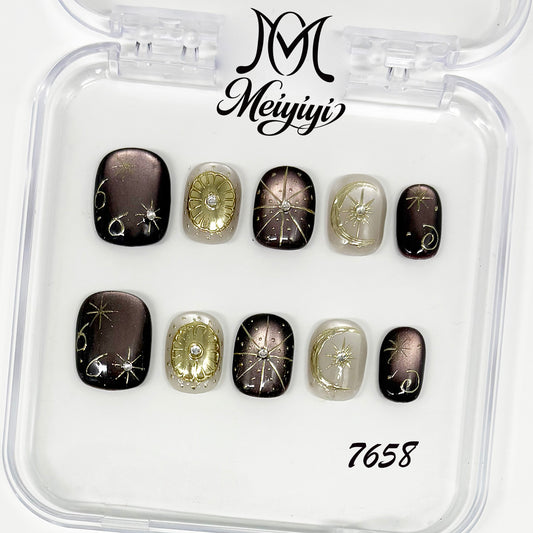 7658-MYY's designer original high-end design customized luxury hand-painted wearable nail art