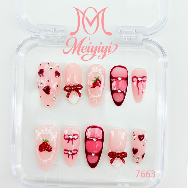 7663-MYY's designer original high-end design customized luxury hand-painted wearable nail art