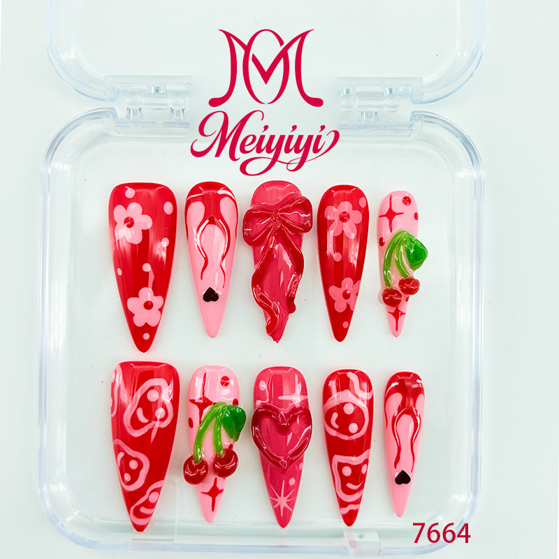 7664-MYY's designer original high-end design customized luxury hand-painted wearable nail art