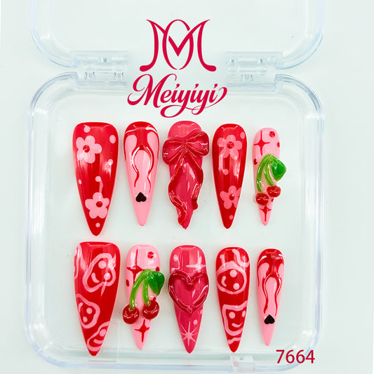 7664-MYY's designer original high-end design customized luxury hand-painted wearable nail art