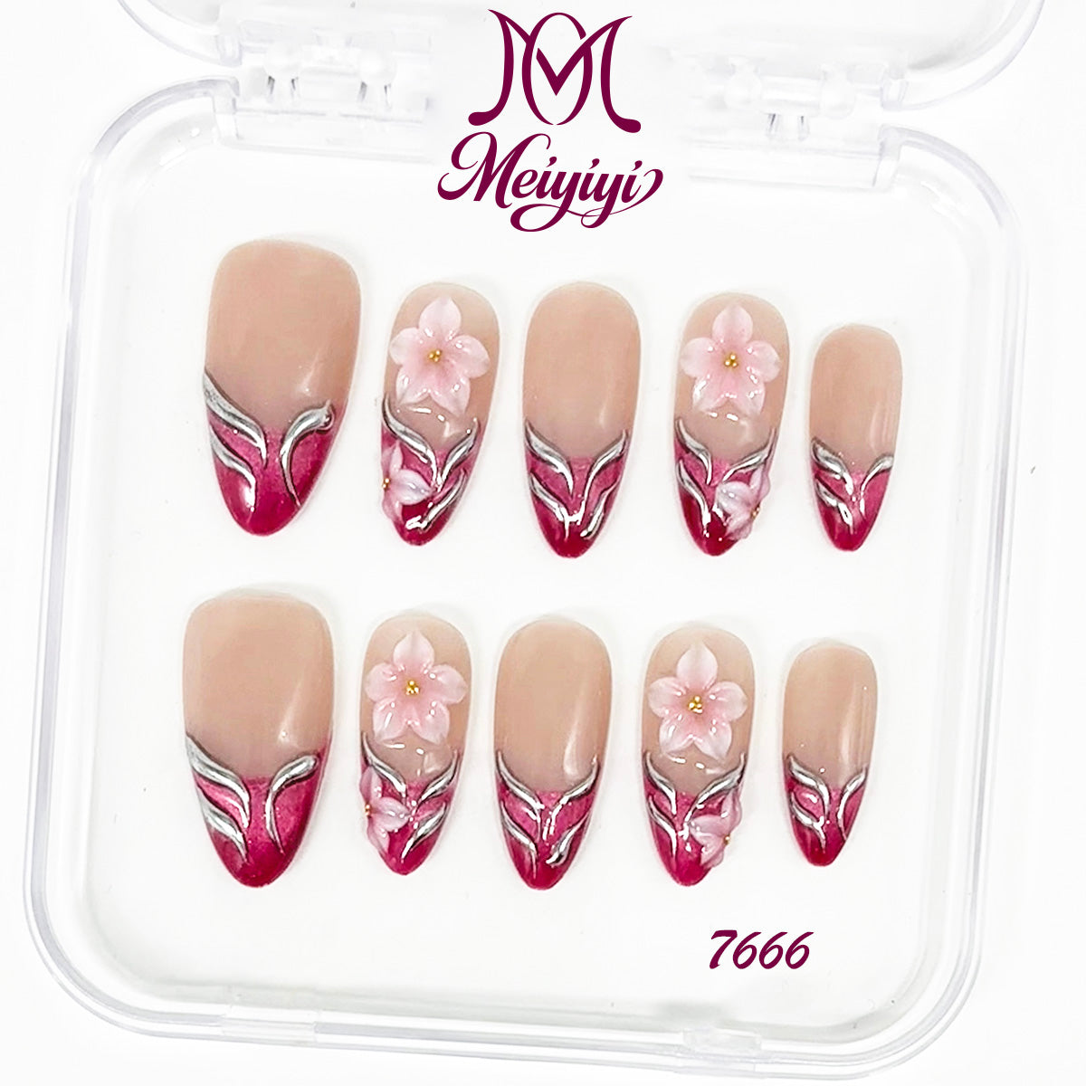 7666-MYY's designer original high-end design customized luxury hand-painted wearable nail art