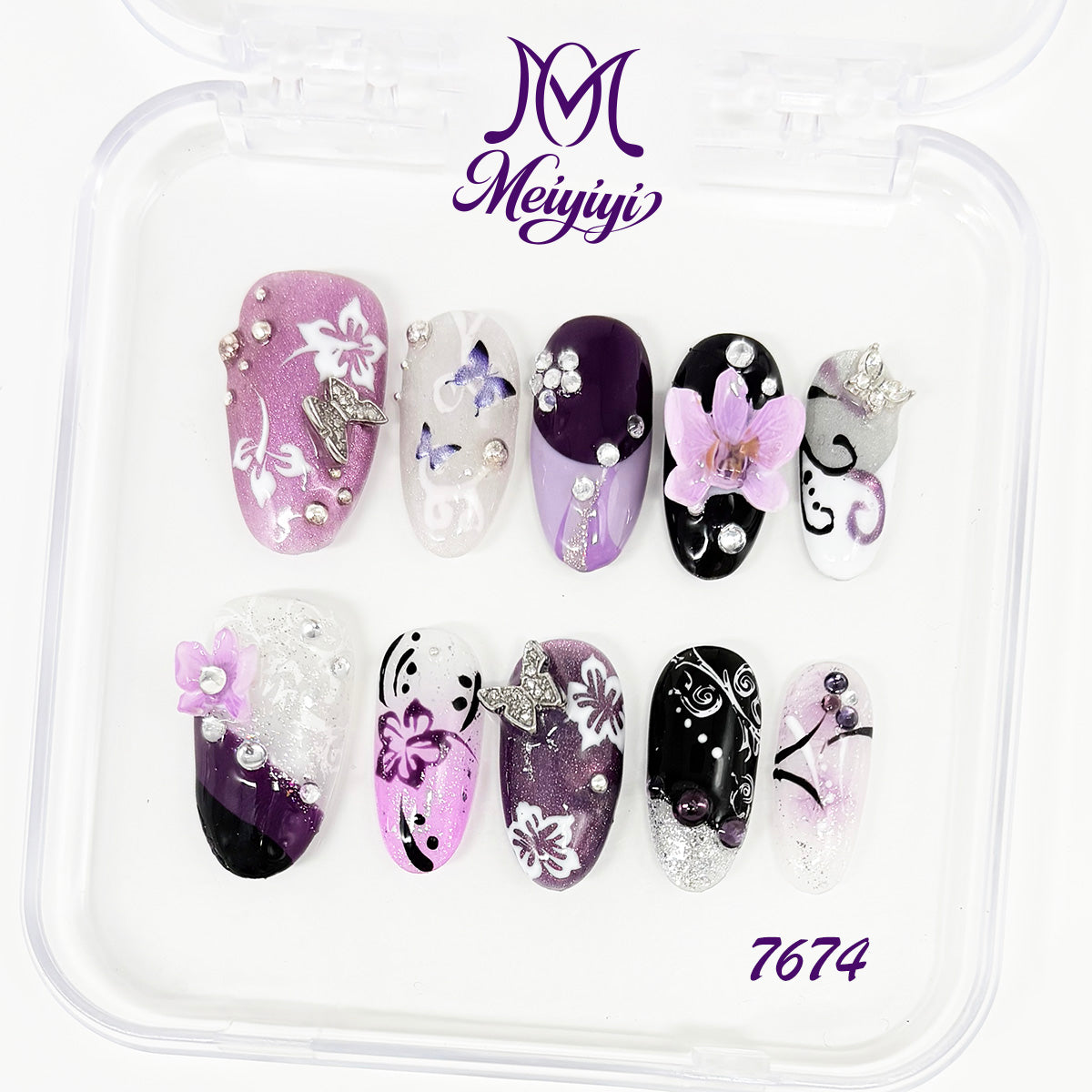 7674-MYY's designer original high-end design customized luxury hand-painted wearable nail art