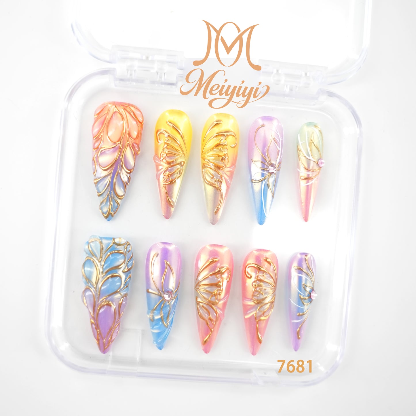 7681-MYY's designer original high-end design customized luxury hand-painted wearable nail art