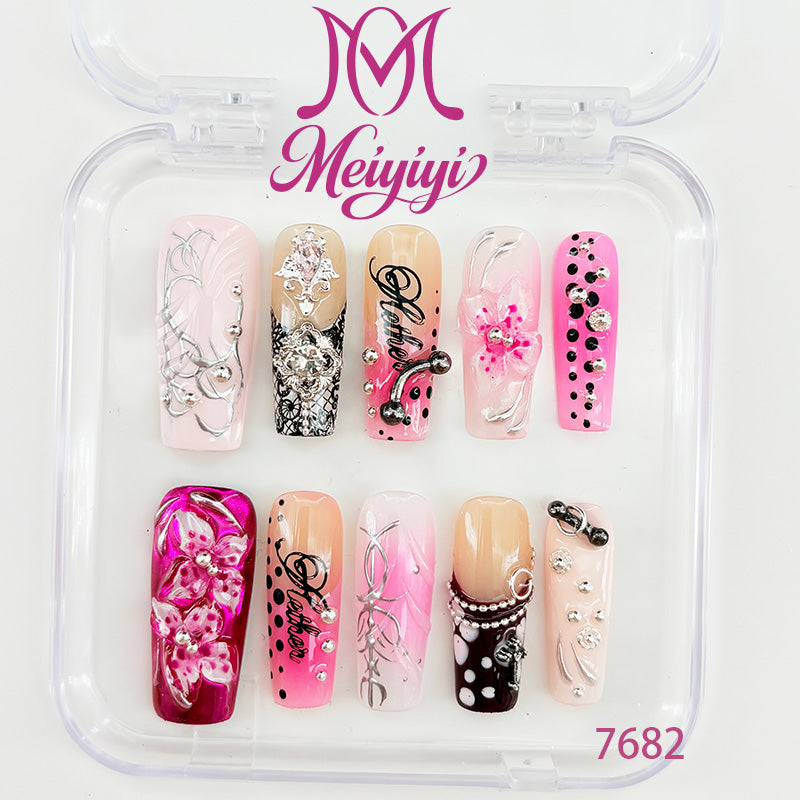 7682-MYY's designer original high-end design customized luxury hand-painted wearable nail art