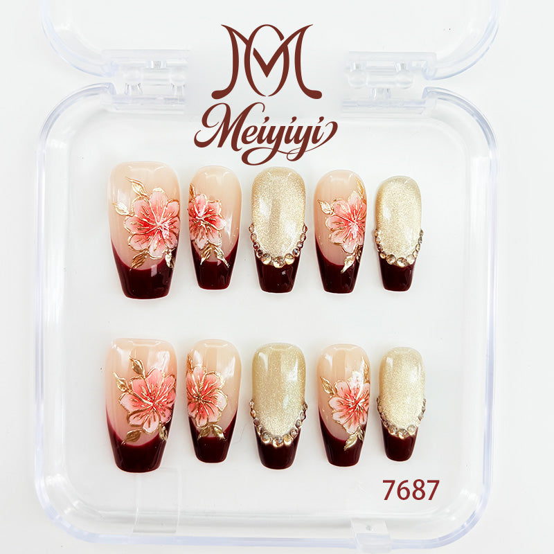7687-MYY's designer original high-end design customized luxury hand-painted wearable nail art