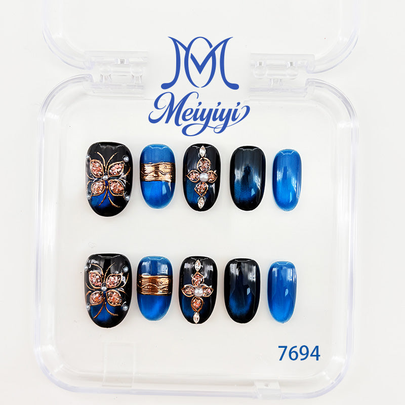 7694-MYY's designer original high-end design customized luxury hand-painted wearable nail art