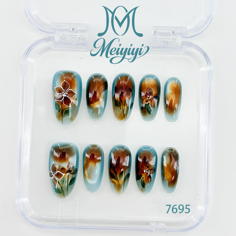 7695-MYY's designer original high-end design customized luxury hand-painted wearable nail art