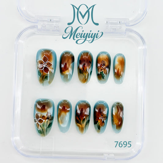 7695-MYY's designer original high-end design customized luxury hand-painted wearable nail art