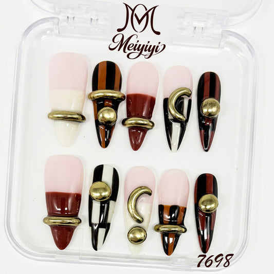 7698-MYY's designer original high-end design customized luxury hand-painted wearable nail art