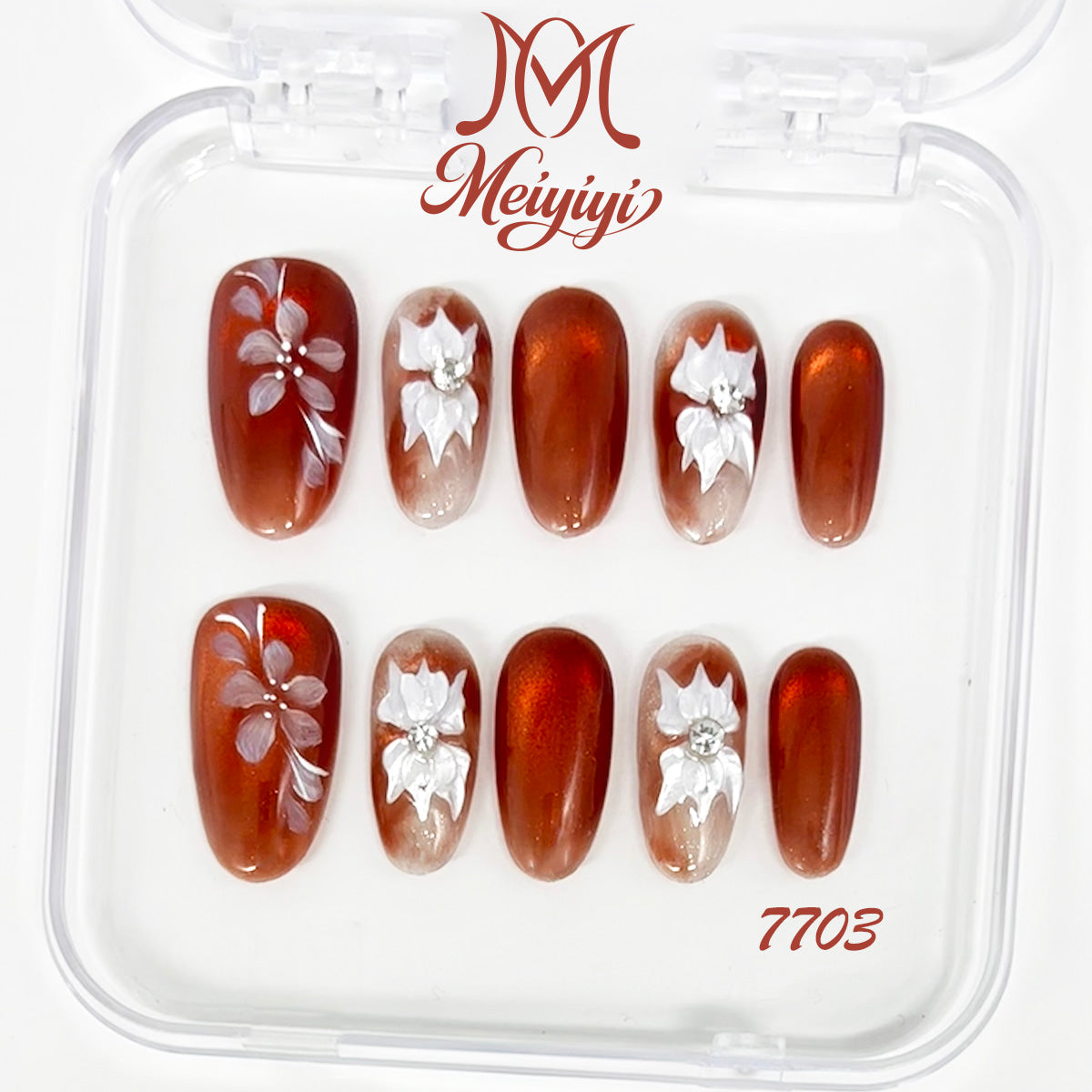 7703-MYY's designer original high-end design customized luxury hand-painted wearable nail art