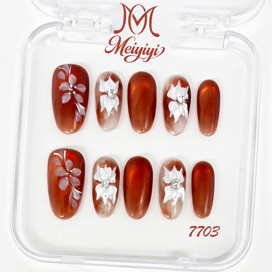 7703-MYY's designer original high-end design customized luxury hand-painted wearable nail art
