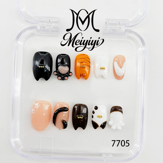 7705-MYY's designer original high-end design customized luxury hand-painted wearable nail art