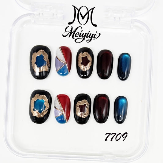 7709-MYY's designer original high-end design customized luxury hand-painted wearable nail art