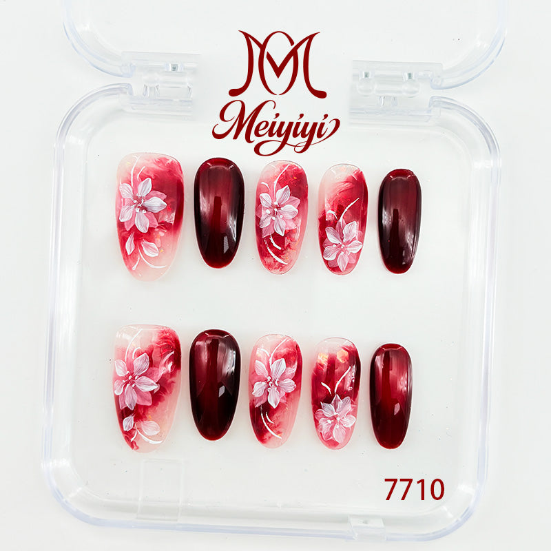 7710-MYY's designer original high-end design customized luxury hand-painted wearable nail art