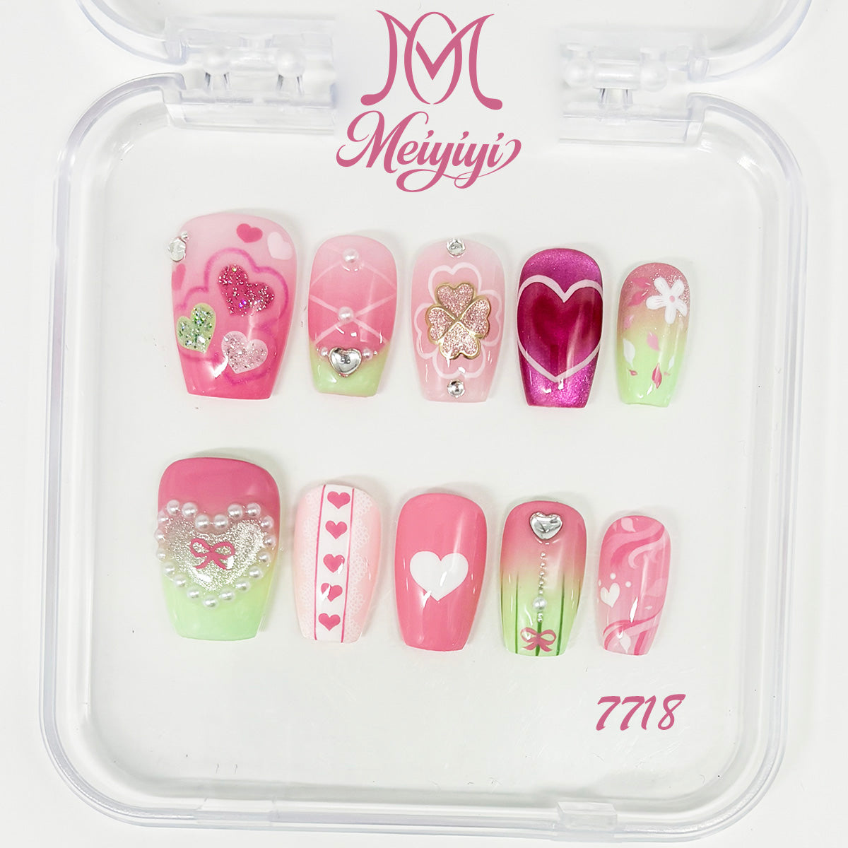 7718-MYY's designer original high-end design customized luxury hand-painted wearable nail art