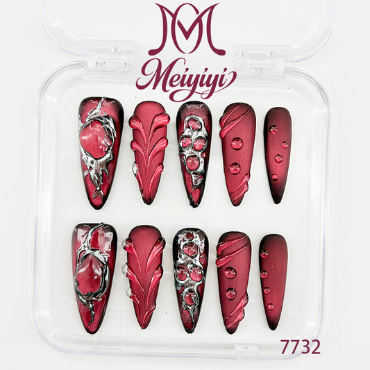 7732-MYY's designer original high-end design customized luxury hand-painted wearable nail art