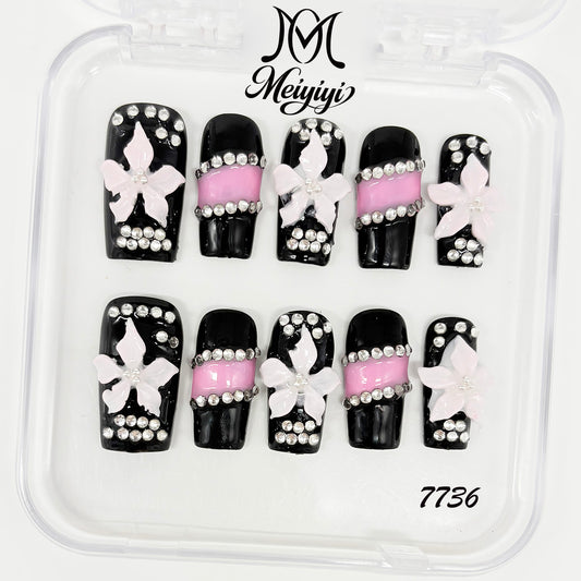 7736-MYY's designer original high-end design customized luxury hand-painted wearable nail art