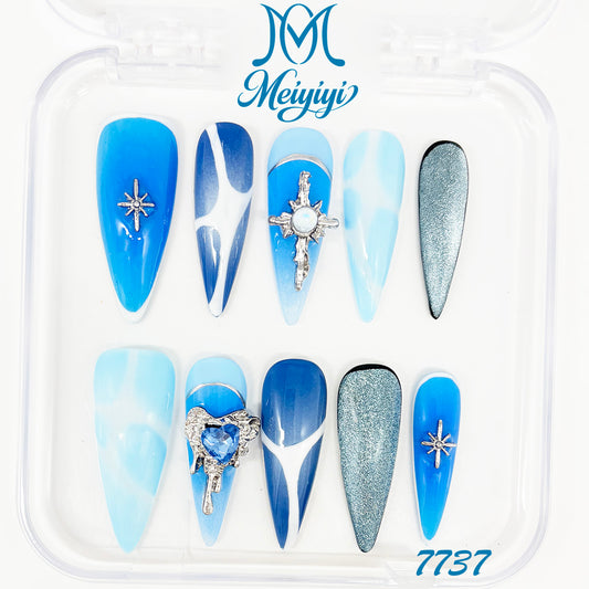 7737-MYY's designer original high-end design customized luxury hand-painted wearable nail art