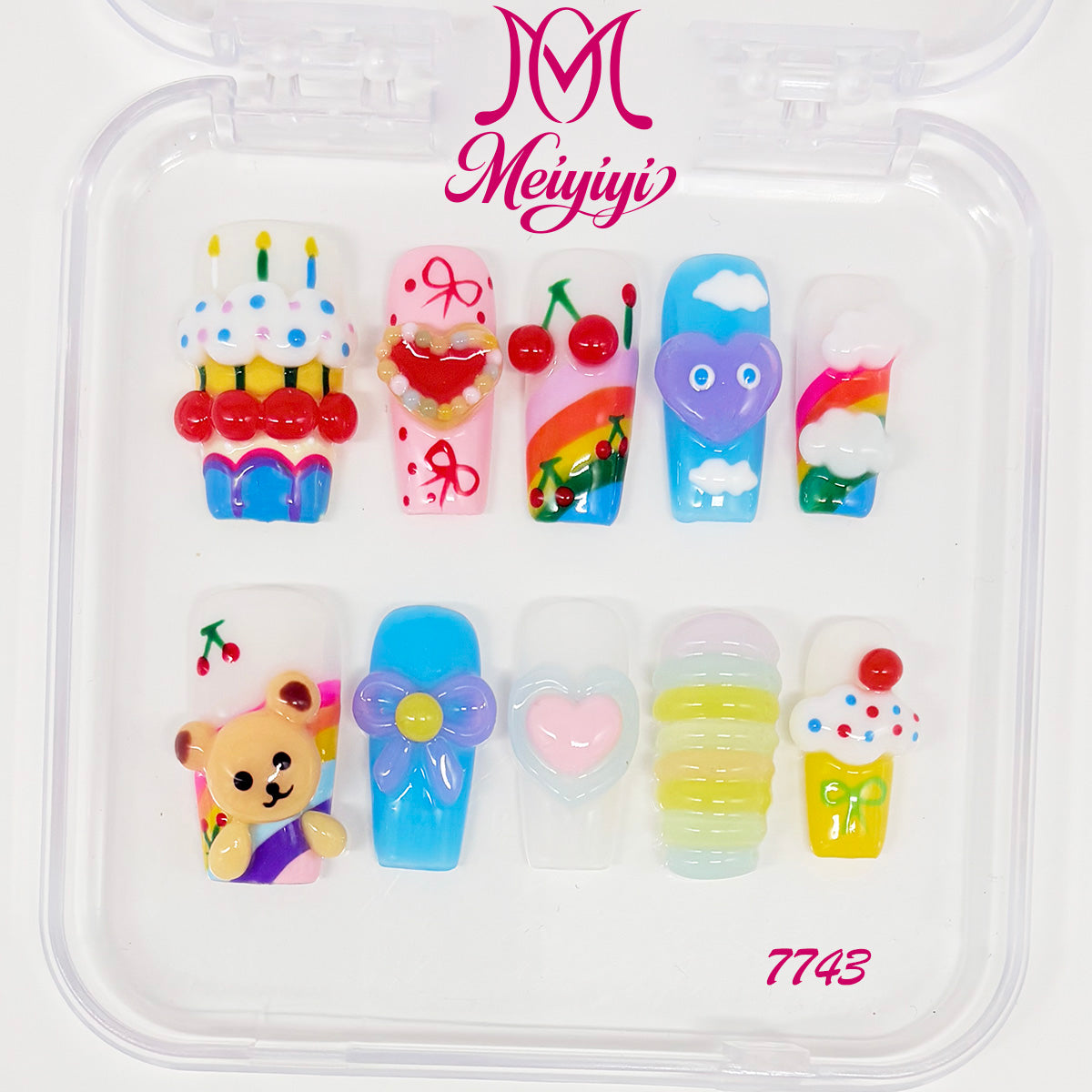 7743-MYY's designer original high-end design customized luxury hand-painted wearable nail art
