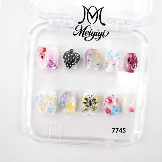 7745-MYY's designer original high-end design customized luxury hand-painted wearable nail art