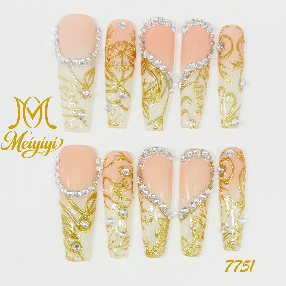 7751-MYY's designer original high-end design customized luxury hand-painted wearable nail art