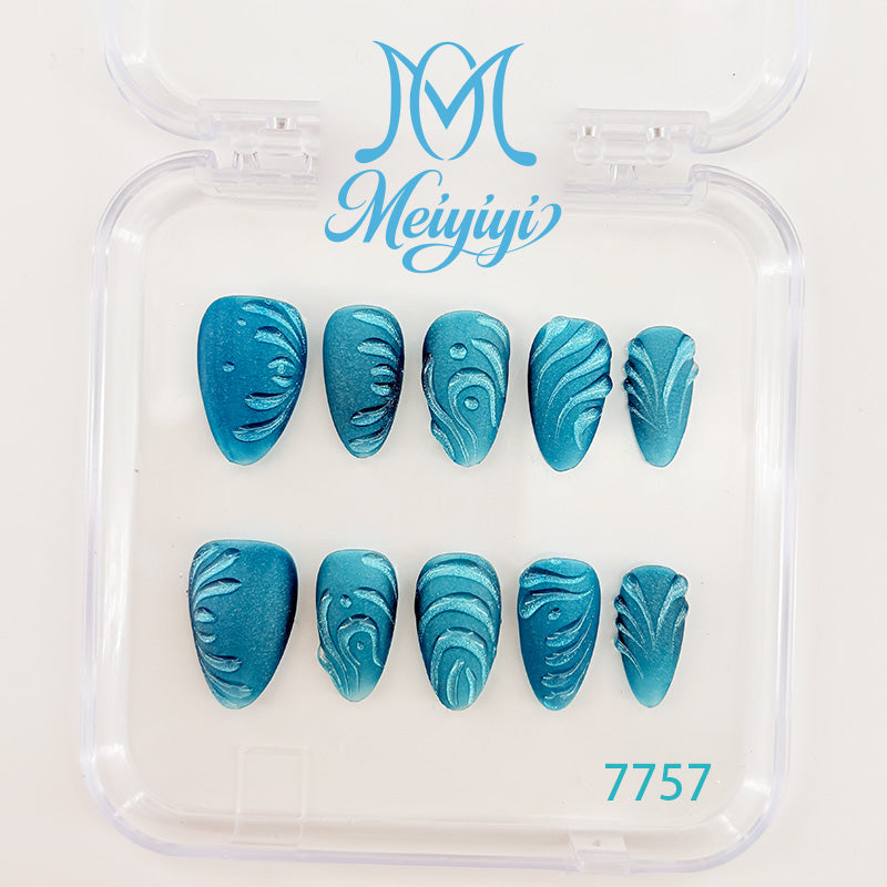 7757-MYY's designer original high-end design customized luxury hand-painted wearable nail art