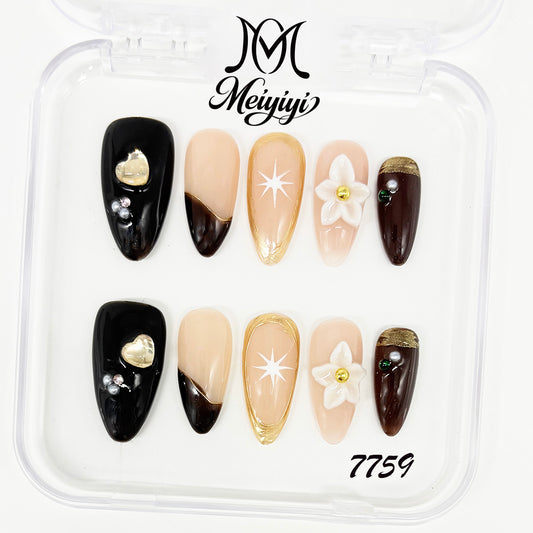7759-MYY's designer original high-end design customized luxury hand-painted wearable nail art
